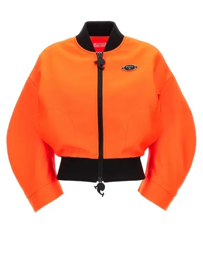 Emilio Pucci Neon Logo Bomber Jacket Casual Jackets, Parka In Orange