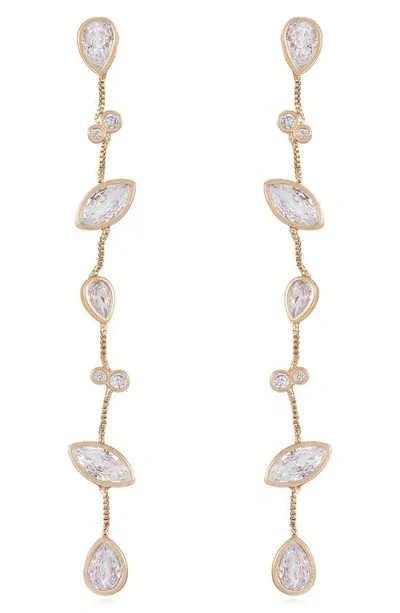 Ettika Crystal Linear Earrings In Gold