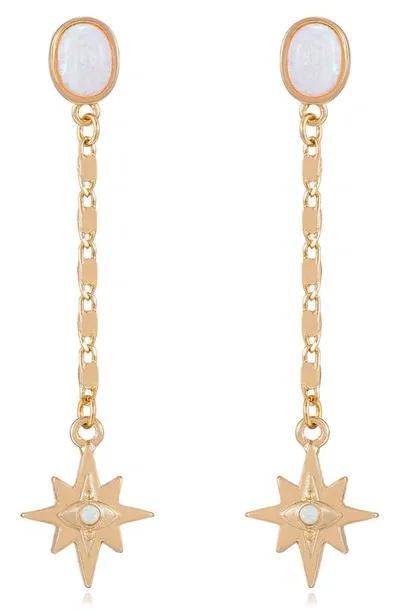 Ettika Opal Star Linear Drop Earrings