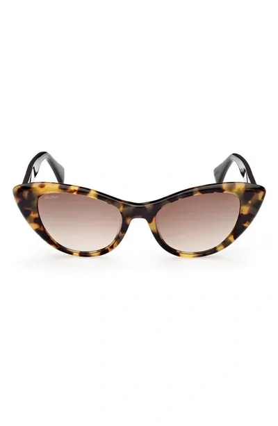 Max Mara 51mm Cat Eye Sunglasses In Shiny Tokyo Tortiose Black