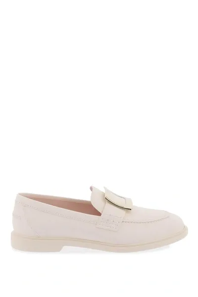 Roger Vivier Viv Ranger Leather Loafers In White