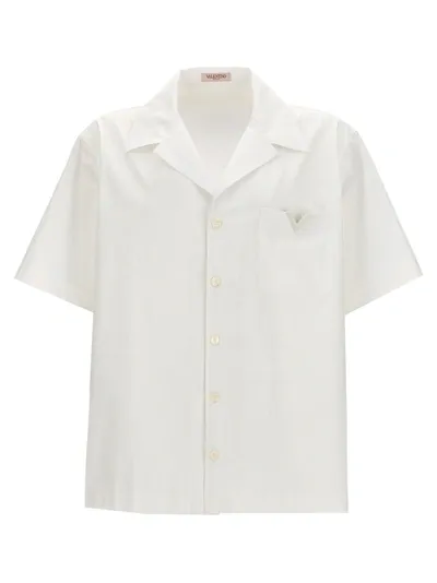 Valentino "v Detail Bowling Shirt With V- In White