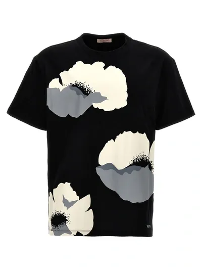 Valentino Flower Portrait T-shirt In Black