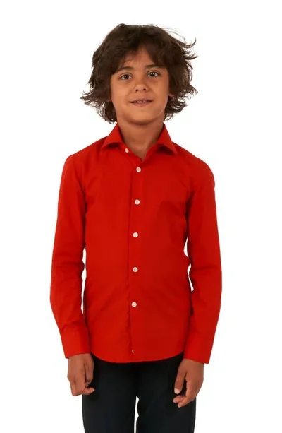 Opposuits Kids' Red Devil Button-up Shirt In Dark Red