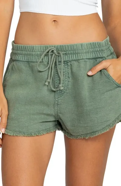 Roxy Scenic Route Drawstring Shorts In Agave Green