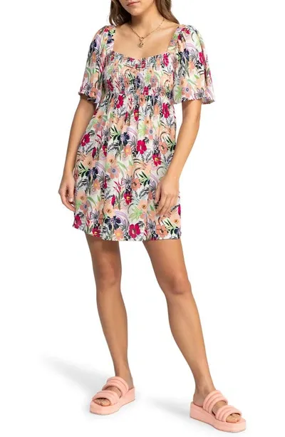 Roxy Golden Dawn Floral Minidress In Ash Rose Wallflower