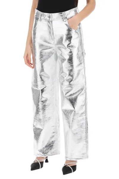 Interior Sterling Pants In Laminated Leather In Gray