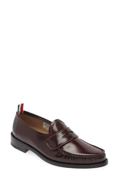 Thom Browne Varsity Penny Loafer In Burgundy