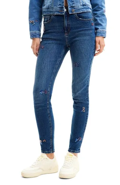 Desigual Denis High Waist Skinny Jeans In Blue