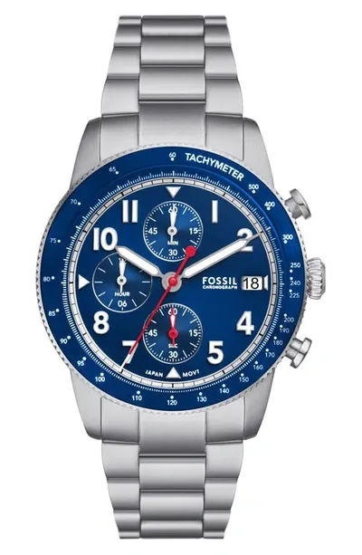 Fossil Men's Sport Tourer Chronograph Silver-tone Stainless Steel Watch 42mm