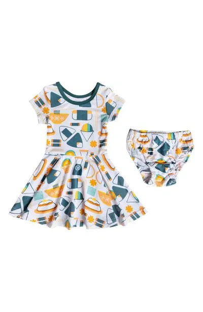 Coco Moon Babies'  Food T-shirt Dress & Bloomers In Grey Multi