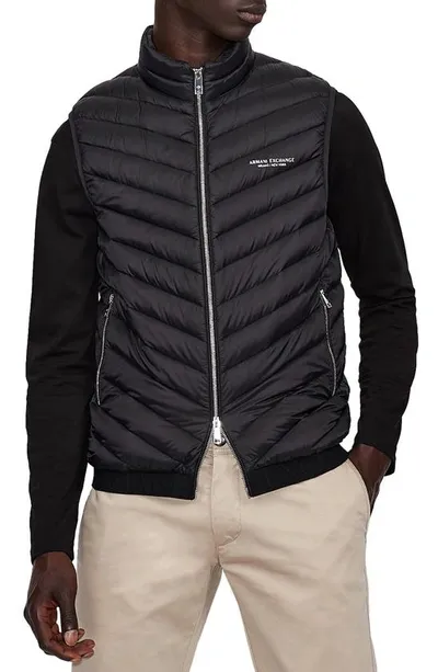 Armani Exchange Packable Down Puffer Vest In Black