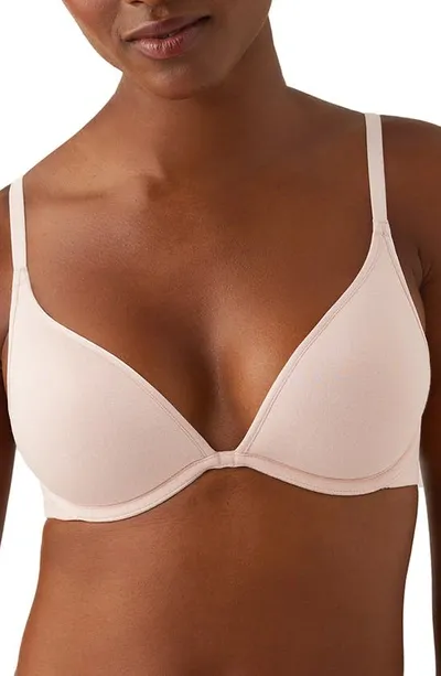 B.tempt'd By Wacoal Cotton To A Tee Underwire Plunge T-shirt Bra In Rose Smoke