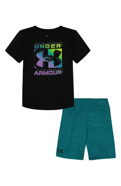 Under Armour Kids' Logo Card Performance T-shirt & Shorts Set In Black