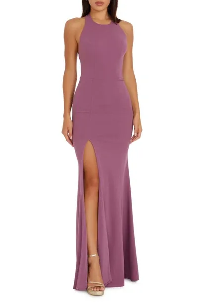 Dress The Population Paige Halter Neck Mermaid Gown In Orchid