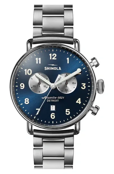 Shinola Men's Canfield Chrono Bracelet Watch, 43mm In Midnight Blue