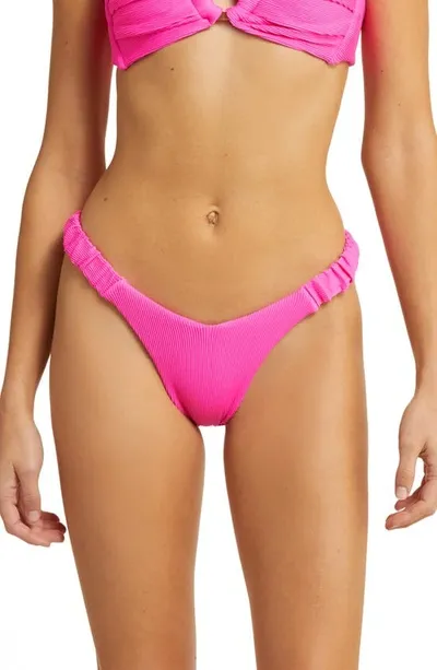 Kulani Kinis Retro Thong Bikini Bottoms In Flamingo Pink