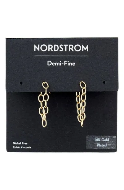 Nordstrom Demifine Draped Chain Drop Earrings In 14k Gold Plated