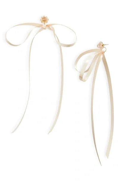 Simone Rocha Ribbon Bow Drop Earrings In Pink