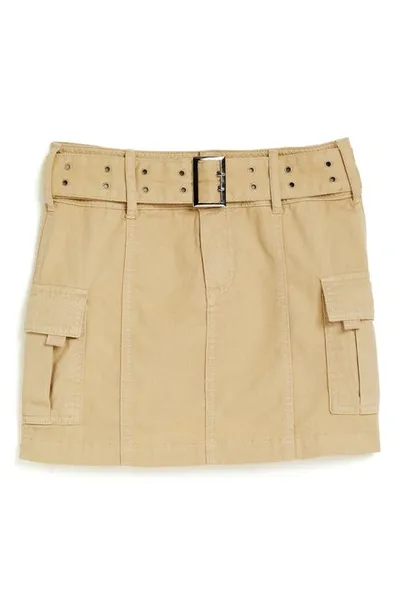 Tractr Kids' Belted Cotton Cargo Skirt In Safari