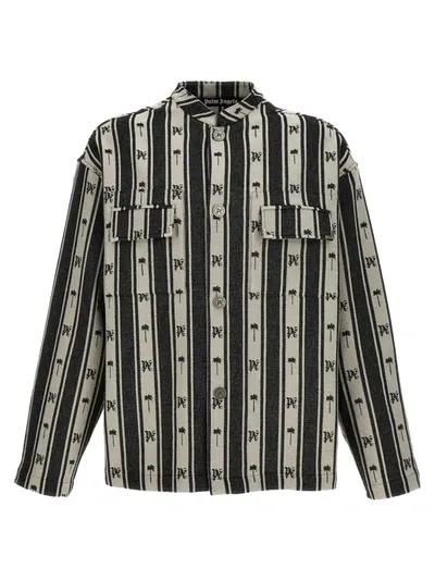 Palm Angels Blackwhite Metal Frame Stripes Overshirt