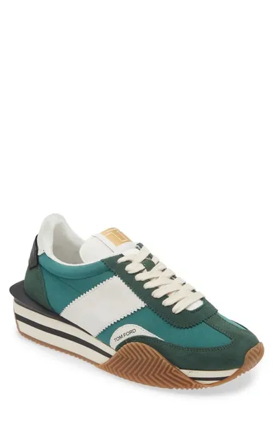 Tom Ford James Sneaker In Pine Green Cream