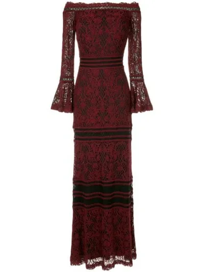 Tadashi Shoji Off Shoulder Lace Dress In Red