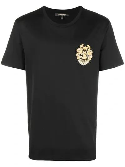 Roberto Cavalli Logo Patch T-shirt In Black