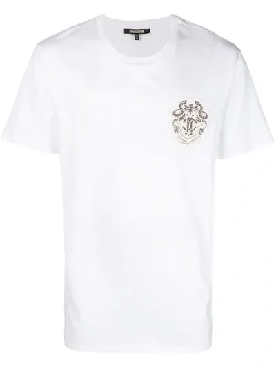 Roberto Cavalli Embroidered Logo T-shirt In White