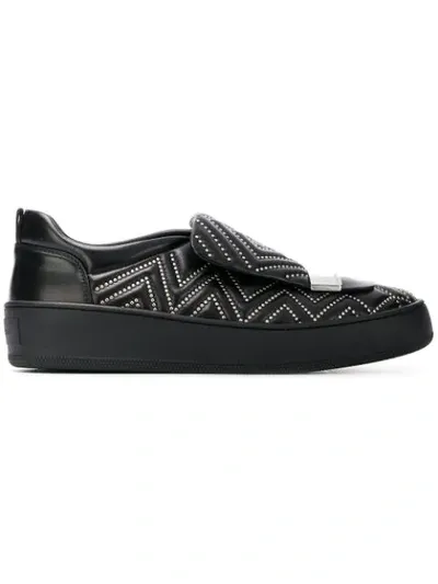 Sergio Rossi Studded Skater Sneakers In Black