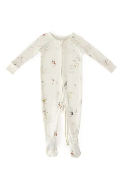 Pehr Babies' Fitted Organic Cotton One-piece Footie Pajamas In Beige