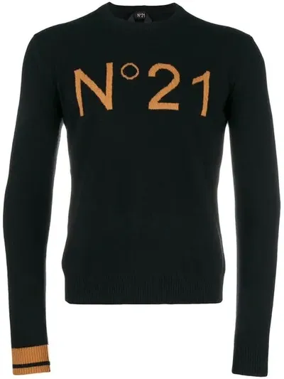 N°21 Cotton Crew Neck Sweater In Black