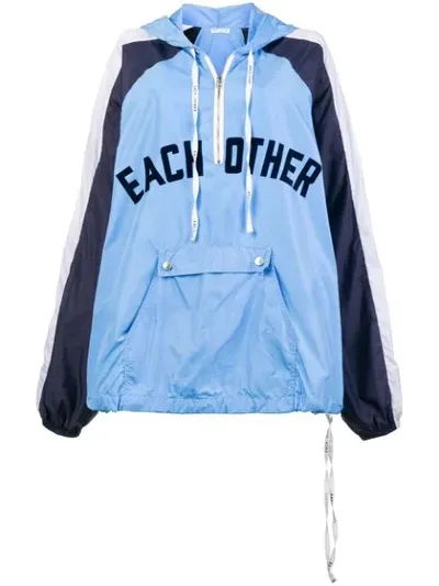 Each X Other Front Logo Rain Hoodie In Blue