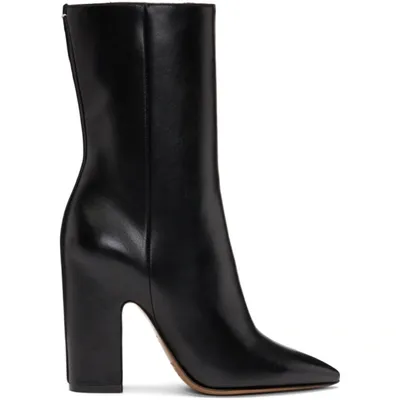 Maison Margiela Black Pointed Leather Ankle Boots