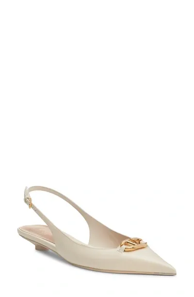 Valentino Garavani Vlogo Moon Pointed Toe Slingback Pump In Weiss