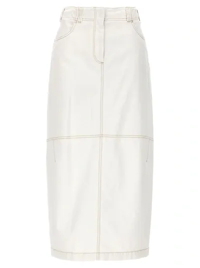 Brunello Cucinelli Denim Long Skirt Skirts In White