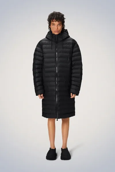 Rains Lohja Longer Puffer Jacket In Black