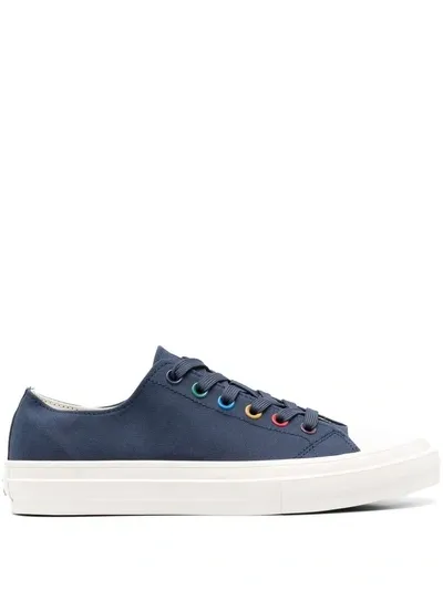 Paul Smith Painted-eyelet Low-top Canvas Sneakers In Very Dark Navy