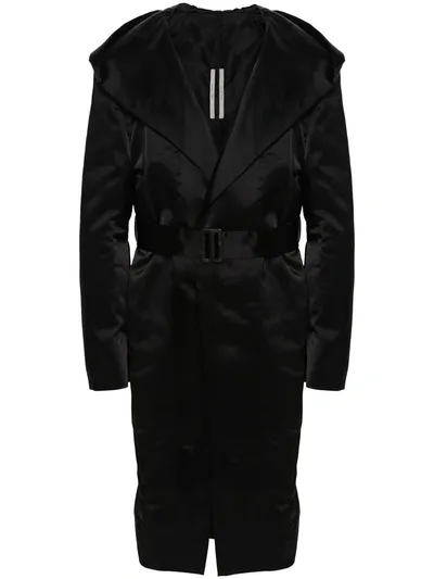 Rick Owens Slim Coat With Belt In Black