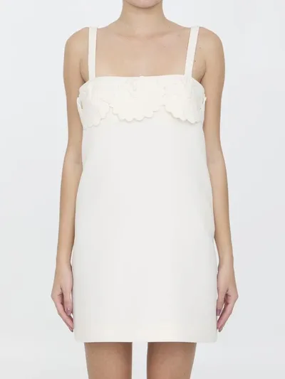 Valentino Crepe Couture Short Dress In Ivory