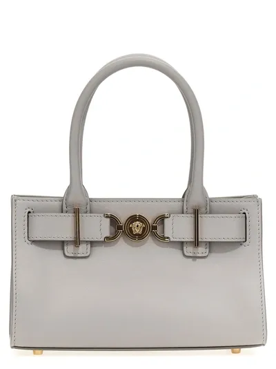 Versace Medusa Tote Bag Gray In 1w00p-optical White-palladium