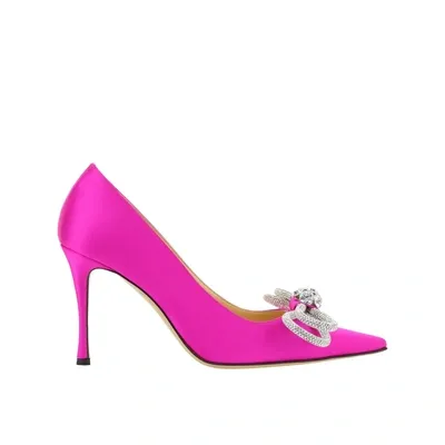 Mach & Mach Double Bow Satin Pumps In Pink