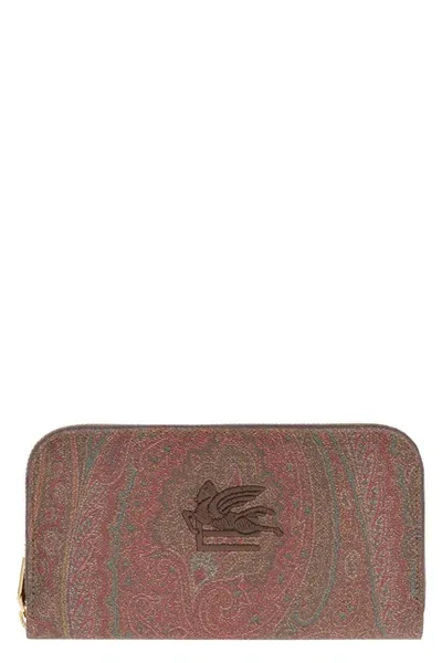 Etro Coated Canvas Wallet In Burgundy