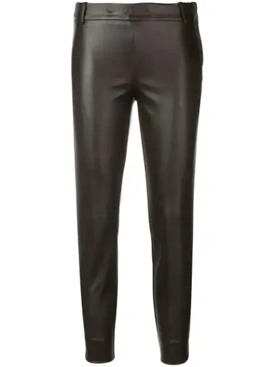 Kiltie Cropped Skinny Trousers In Brown