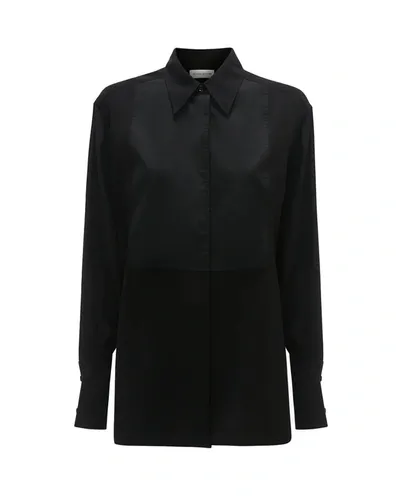 Victoria Beckham Contrast Bib Shirt In Black