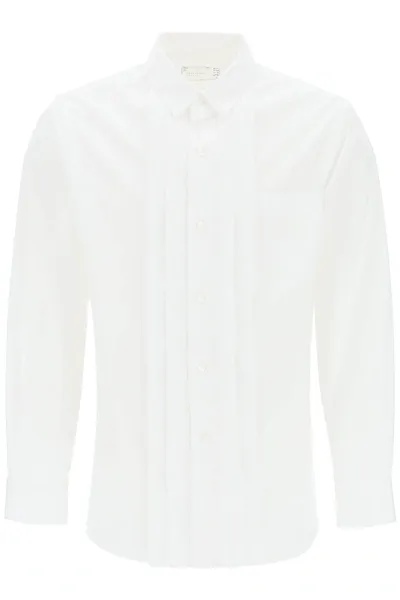 Sacai Camicia Effetto Stratificato In Popeline In White