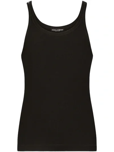 Dolce & Gabbana Round Neck Sleeveless Tank Top In Black