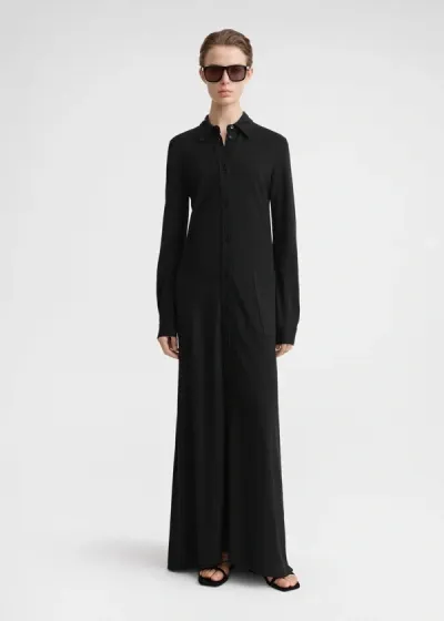 Totême Flowing Jersey Shirtdress Black In 001 Black