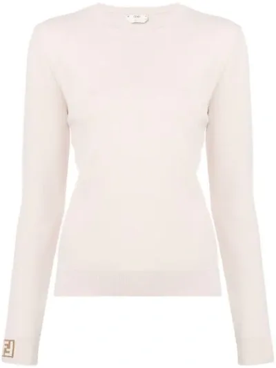 Fendi Ff Motif Cuff Jumper In Neutrals