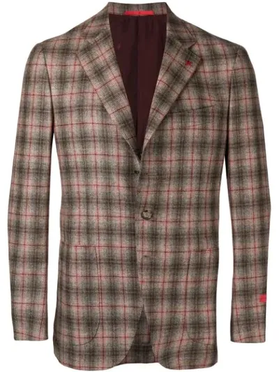 Isaia Checked Blazer In Neutrals